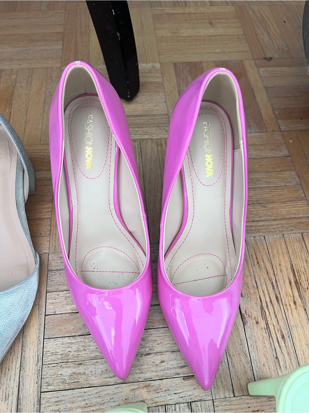 Fashion Nova Hot Pink Patent Pointed Toe Pumps